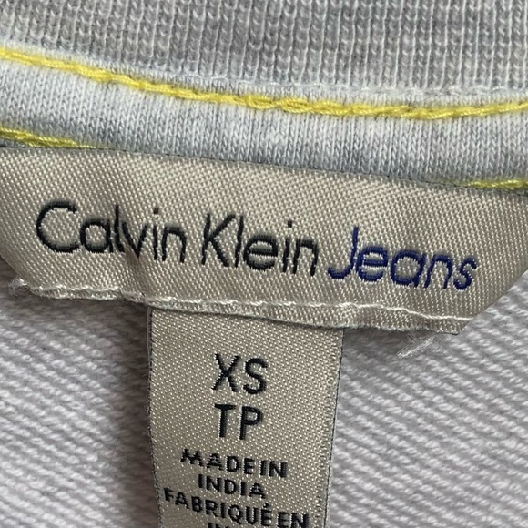 Calvin Klein Retro Boxy Short Sleeved Sweatshirt Colour Block Reverse Weave XS - Picture 10 of 12